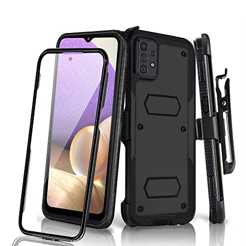 Holster Case for Samsung Galaxy A32 5G with Swivel Belt Clip, Built-in Screen Protector Heavy Duty Full Body Protection Shockproof Kickstand Cover for Outdoor Sports (Samsung A32 5G)