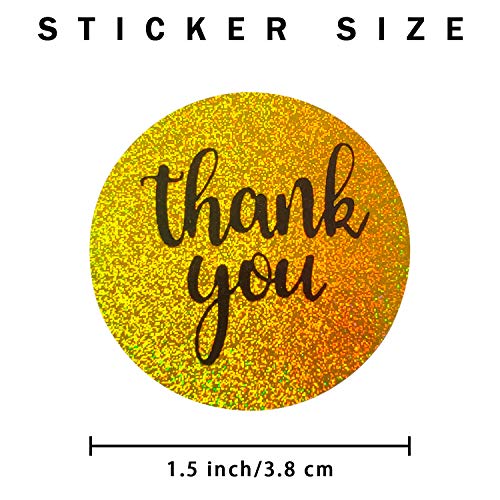 Almiao Thank You Stickers Roll, 1.5 Inches 500PCs Round Thank You Stickers, Decorative Sealing Labels for Cards Gift Envelopes Boxes (Gold/Black) | The Storepaperoomates Retail Market - Fast Affordable Shopping