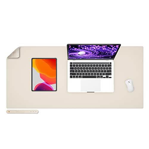 Leather Desk Pad Blotter,Wolaile 36×17 inch Big Keyboard Mouse Pad,Waterproof Non-Slip Writing Desk Computer Mat Desktop Protector for Office Home,Ivory White | The Storepaperoomates Retail Market - Fast Affordable Shopping