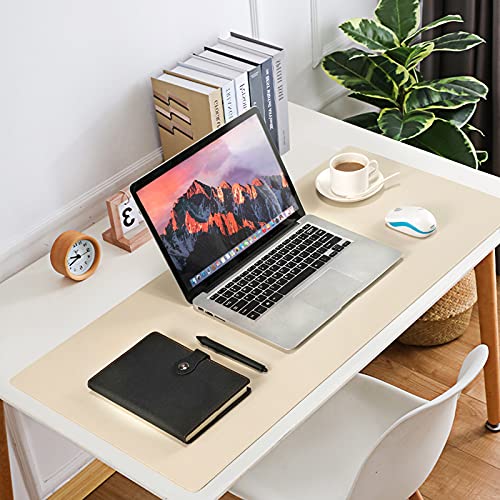 Leather Desk Pad Blotter,Wolaile 36×17 inch Big Keyboard Mouse Pad,Waterproof Non-Slip Writing Desk Computer Mat Desktop Protector for Office Home,Ivory White | The Storepaperoomates Retail Market - Fast Affordable Shopping