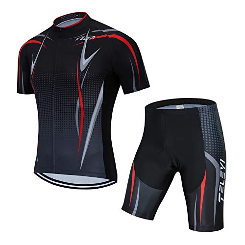Hotlion Men Cycling Clothing Sets Black Bib Shorts Bike Clothes Short Sleeve