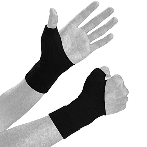 YHOUMEW Thumb Compression Arthritis Gloves(1 Pair),Breathable Wrist Support Brace Fingerless Glove with Gel Thumb Injury Pads,Comfortable Carpal Tunnel Sleeve for Hand Wrist Joint Relieve Pain
