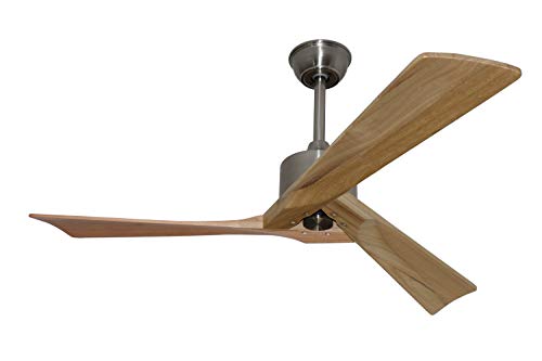 Goozegg 52 Inch Ceiling Fan No Light Remote Control 3 Maple Wood Blades Energy Efficient DC Motor, Brushed Nickel