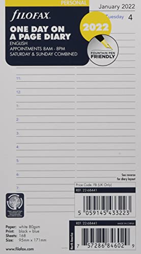 Filofax Personal Day per Page English appointments Diary – 2022