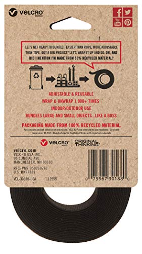 VELCRO Brand ECO Collection Cut to Length Straps, Double Sided Roll 10ft x 1in, Sustainable 50% Recycled Material, Black | The Storepaperoomates Retail Market - Fast Affordable Shopping