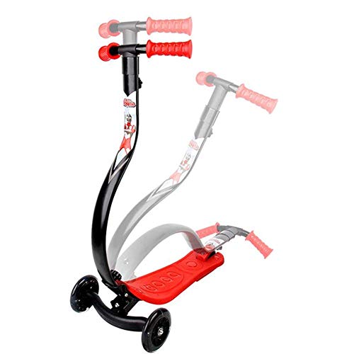 ygqtbc Swing Scooter Foldable Wiggle Kick Scooters Self Propelling Speeder Outdoor Sports with Height Adjustable Handlebar for Boys/Girl/Kids LED Light-Up Wheels (Color : Red)