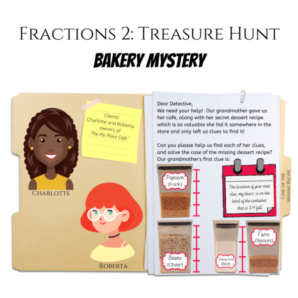 Fractions II: Bakery Mystery! Educational Treasure Hunt