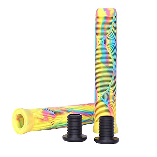 CREDO STREET Handlebar Grips 165MM Flangeless Longneck Grips-for Pro Stunt Scooter Bars, BMX Bikes Bars and Soft with End Plugs- Multiple Color Options