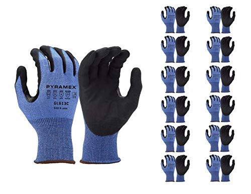 Pyramex Safety unisex adult Nitrile Micro Foam Dipped Safety Gloves, Blue, 2X Large US
