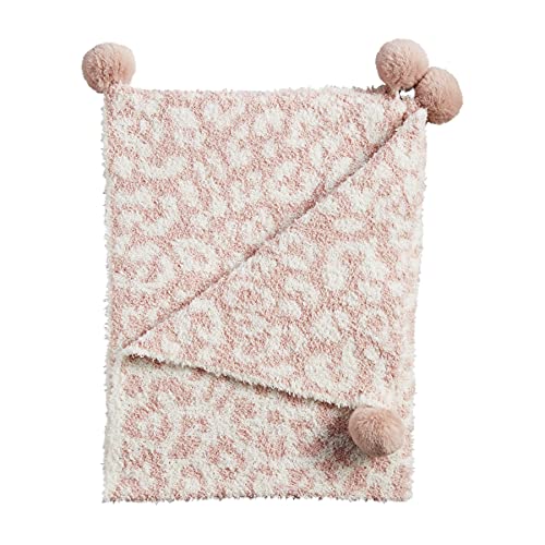 Mud Pie Baby Girls’ Chenille Leopard Blanket, Pink