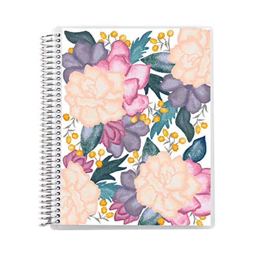 Erin Condren 7″ x 9″ Spiral Bound Graph Paper Notebook – Watercolor Bouquet. 160 Page Writing, Drawing & Art Grid Ruled Notebook. 80Lb Thick Mohawk Paper. Stickers Included