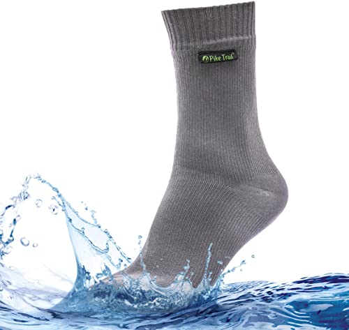 Pike Trail 100% Waterproof Breathable Socks for Hiking Trekking Wading Fishing (Overcast Grey, LG)