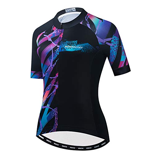 Hotlion Cycling Jersey Women Short Sleeve Bicycle Clothing Top MTB Full Zipper Bike Jerseys Clothes
