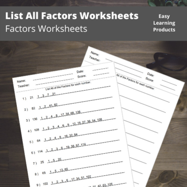 List All Factors Worksheets with Answer Keys | PDF & Word Doc | Grades 3 – 5