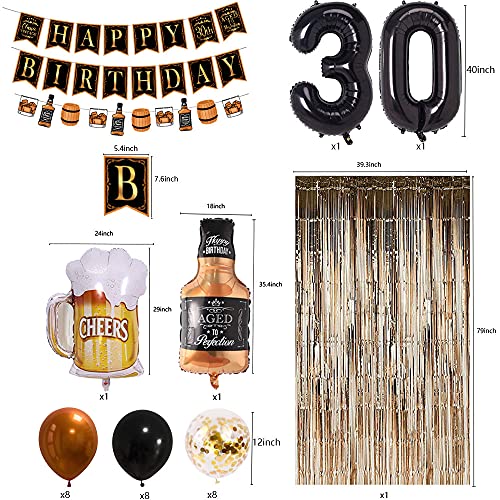 30th Birthday Decorations Whiskey Birthday Party Supplies Classic Vintage Themed Birthday Party Banner for Men or Women Bar Party Supplies | The Storepaperoomates Retail Market - Fast Affordable Shopping