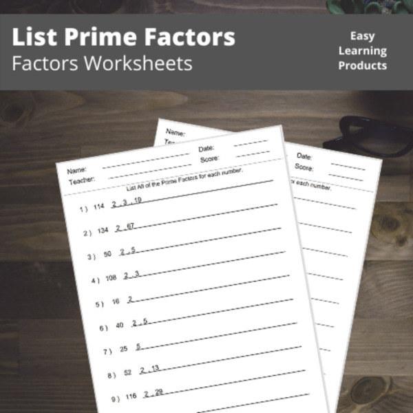 List Prime Factors Worksheets with Answer Keys | PDF & Word Doc | Grades 3 – 5