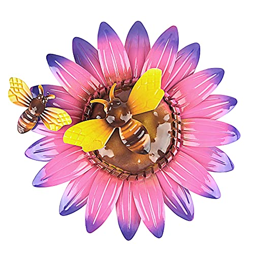 John’s Studio Flower Wall Decor Outdoor Metal Sunflower Hanging Art Garden Floral Theme Decorations for Home, Pool and Patio – Pink