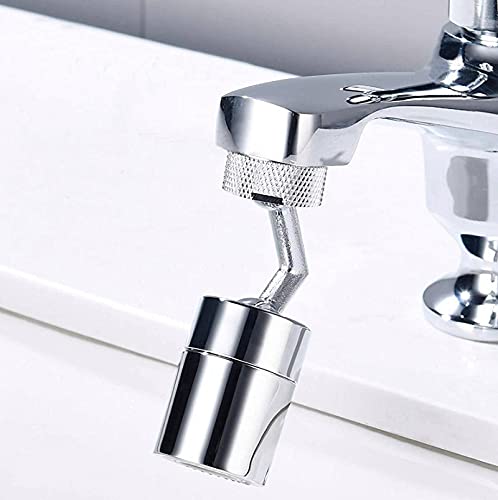 2pcs Universal Splash Filter Faucet, 2-in-1 Spray Faucet Extender, 720 Degree Swivel Kitchen Sink Aerator, 55/64-27UNS Female Thread Including Male Thread Adapter — Chrome