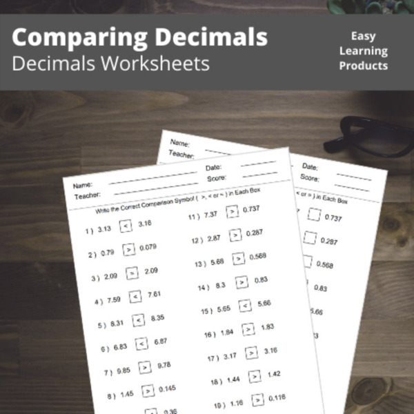 Comparing Decimals Worksheets with Answer Keys | PDF & Word Doc | Grades 1 – 3