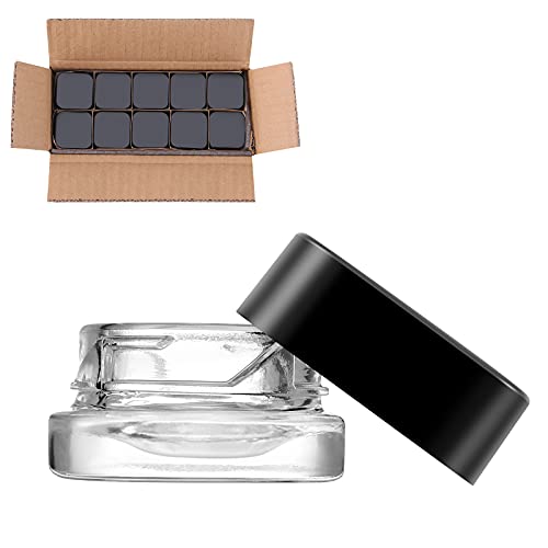 (50 Packs) Green Nexus 5ML Square Clear Glass Jars for Lip Balm, Cosmetics (5ML)