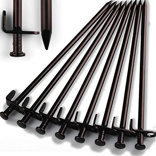 Beefoor Heavy Duty Steel Tent Stakes – Tarp Pegs Camping Stakes for Outdoor Camping Canopy and tarp, 12 inch 8PC Pack
