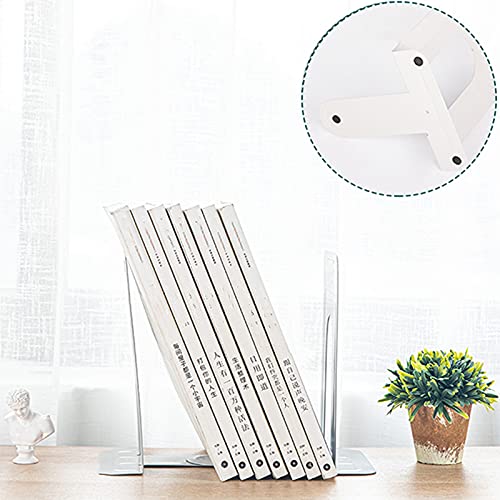 Metal Bookends for Home Office, Book Shelf Holder Home Decorative, Book Ends for Heavy Books/Movies/CDs, White 6.5 x 5 x 5.7 in, 4 Pair/ 8 Piece | The Storepaperoomates Retail Market - Fast Affordable Shopping