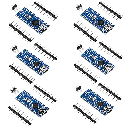 Weewooday 6 Pieces Nano Board V3.0 ATmega328P Without Cable Compatible with Arduino Nano V3.0 with Pin Headers Pin Unsoldered