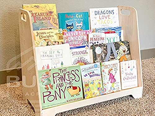 Bush Acres Large Montessori Bookshelf | Toddler Bookcase – Kids Library – Montessori Wooden Furniture | Nursery Gift | Wooden Book Shelf – Made in USA