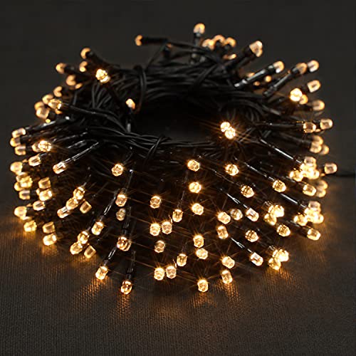 Anycosy Waterproof Christmas Outdoor String Lights, Twinkle Small String LED Lights, Patio White Battery String Lights(yellow)