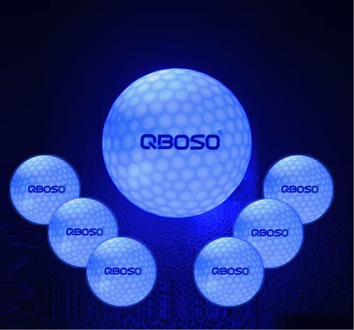 MOYODOR Glow in The Dark Golf Balls QBOSO LED Golf Balls , Light Up Golf Balls More Fun at Night and Make Your Every Shot Counts,Triggered by a Simple hit. 6 Pack (Blue)