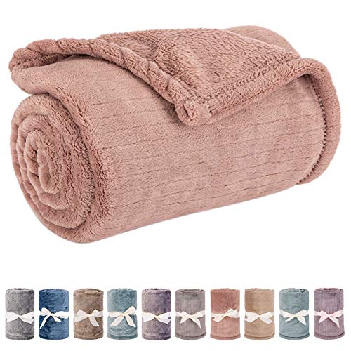 Baby Blanket or Pet Blanket, Comfy Soft Warm Blankets for Baby Girls and Boys, Dog and Cat, Plush Fleece Throw Blankets for Sofa, Couch, Travel and Camping (Streak 28″ x 40″, Dusty Coral)