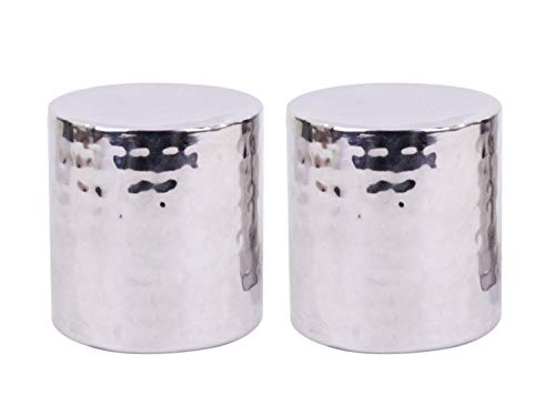 Hosley Set of 2 Silver Color Pillar (LED) Candle Holders 4″ High . Also usable as Vase. Ideal Gift for Wedding Party Home SPA Aromatherapy Reiki Votive Tea Light Candle Garden