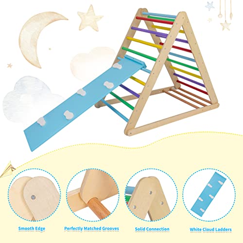 GOME Foldable Climbing Triangle Ladder with Ramp, 2-in-1 Wooden Triangular Climber for Climbing and Sliding, for Children Boys Girls Indoor and Outdoor Use, Toddlers Climbing Toys, Muticolored… | The Storepaperoomates Retail Market - Fast Affordable Shopping