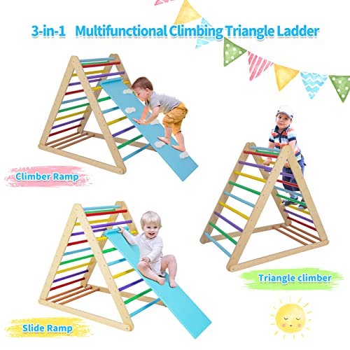 GOME Foldable Climbing Triangle Ladder with Ramp, 2-in-1 Wooden Triangular Climber for Climbing and Sliding, for Children Boys Girls Indoor and Outdoor Use, Toddlers Climbing Toys, Muticolored… | The Storepaperoomates Retail Market - Fast Affordable Shopping