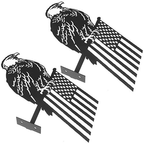 YARDWE Home Ornament 2pcs Iron Eagle Yard Decorations USA American Flag Garden Wall Ornament July 4th Americana Patriotic Wall Decorations for Lawn Yard Outdoor Outdoor Decorations