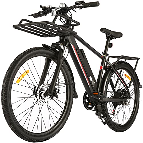 Electric Bike for Adults, Electric Mountain Bike 26″ x 2.1″ Ebike 350W Commuter Bicycles 36V/10.4AH Removable Battery Shimano 7 Speed Gears
