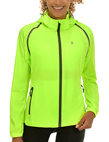 Little Donkey Andy Women’s Quick-Dry Running Jacket UPF 50+ Cycling Jacket with Detachable Sleeves and Hood Fluorescent Yellow Size XL