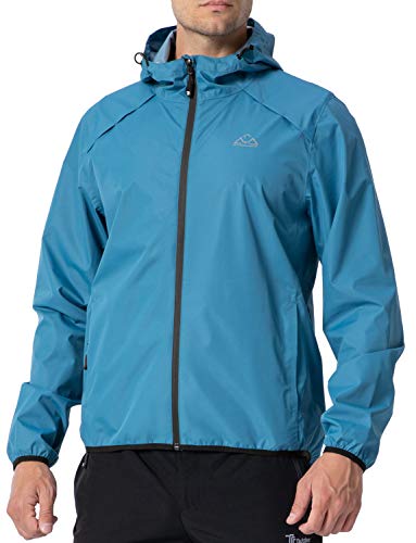 Rdruko Men’s Waterproof Cycling Running Jacket Lightweight Hiking Fishing Bike Windbreaker Packable Rain Jacket(Blue, US XL)