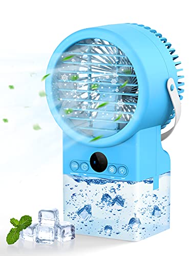 Bravekoi Portable Air Conditioners, 500ML Water Tank Mini Personal AC, Evaporative Air Cooler with 7 Color LED Lights for Night Light with Timer