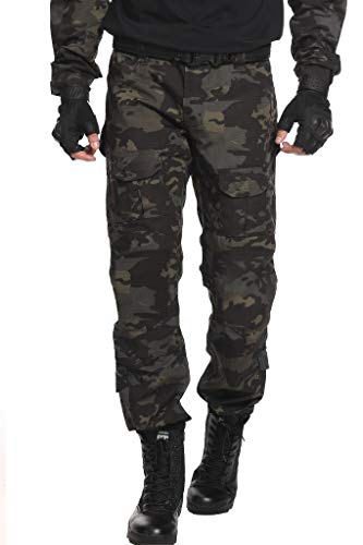 TRGPSG Men’s Hiking Pants, Outdoor Work Cargo Pants Workwear WG4F Dark Camo 34