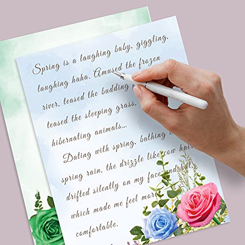 Stationery Paper and Envelopes Set of 48 Watercolor Letter Writing Paper, Decorative Printer Stationery Sheets with Assorted Designs – Double-sided Printing – 8.5 x 11 Inch | The Storepaperoomates Retail Market - Fast Affordable Shopping