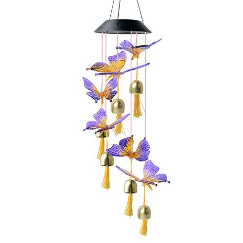 æ—  Solar Wind Chime Light Solar Pathway Lights Butterfly Bell Solar Panel Wind Chimes with Multicolor LEDs for Outdoor Patio Garden Home Lighting