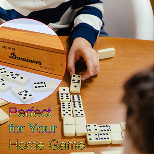 Queensell Dominoes Set for Adults – Domino Set for Classic Board Games – Dominoes Double 6 for Family Games – Double Six Standard Dominos Set 28 Tiles with Brown Wood Case | The Storepaperoomates Retail Market - Fast Affordable Shopping