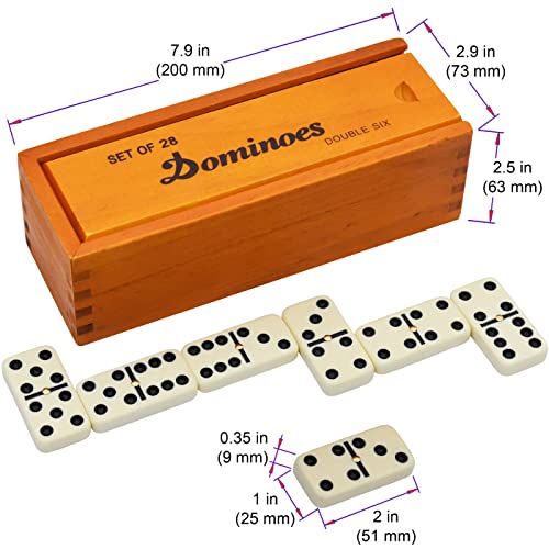 Queensell Dominoes Set for Adults – Domino Set for Classic Board Games – Dominoes Double 6 for Family Games – Double Six Standard Dominos Set 28 Tiles with Brown Wood Case | The Storepaperoomates Retail Market - Fast Affordable Shopping