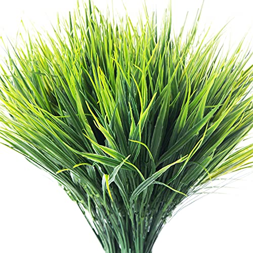 YUESUO 10pack Artificial Tall Grass Plant Outdoor UV Resistant Artificial Wheat Grass Faux Shrubs Fake Outdoor Plants for Home Garden Decoration