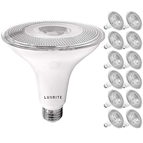 LUXRITE 12 Pack PAR38 LED Outdoor Flood Light Bulbs, 120W Equivalent, 1250 Lumens, 4000K Cool White, 15W Dimmable, Indoor Outdoor Spotlight Bulb, Wet Rated, E26 Standard Base, UL Listed