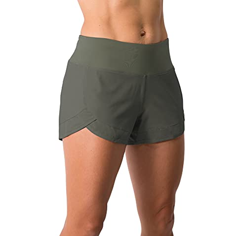 Tough Mode Womens 3″ Lightweight Running WOD Volleyball Shorts Workout Mesh Liner Zip Pocket