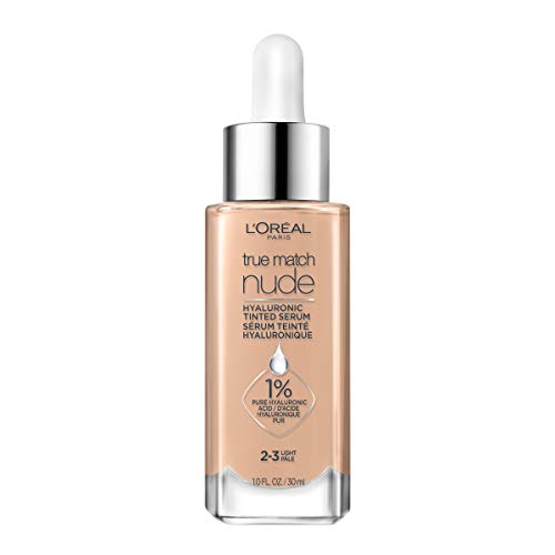 L’Oreal Paris True Match Nude Hyaluronic Tinted Serum Foundation with 1% Hyaluronic acid, Light 2-3, 1 fl. oz.