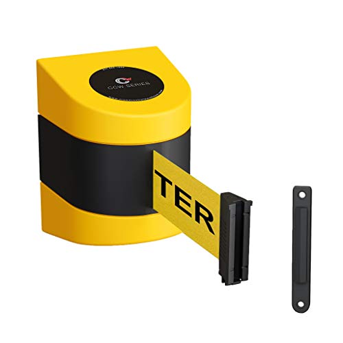 CCW Series WMB-230 – Wall Mounted Retractable Belt Barrier (30 Foot Belt, Yellow”Caution – DO NOT Enter” Black Letters Belt with Yellow ABS Case)