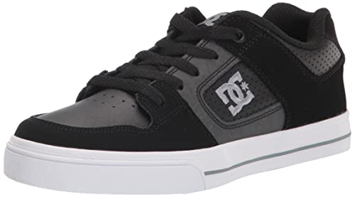 DC Boy’s Pure Skate Shoe, Black/Black/Grey, 11 Little Kid